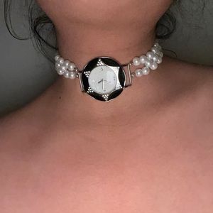 SWEAT PIGEON pearl black time piece necklace 🖤